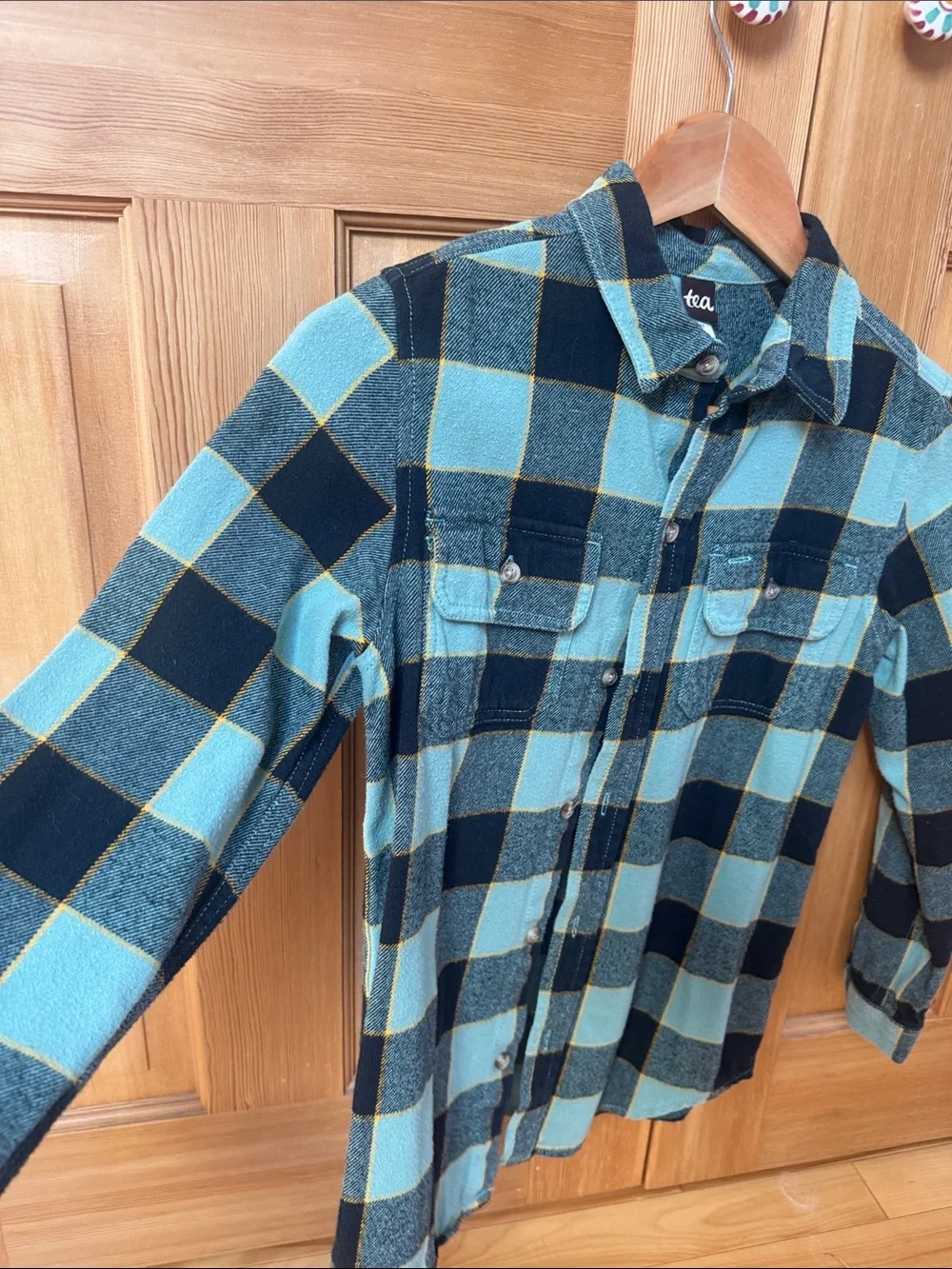 Tea Collection Black and Teal Plaid Button-Down Shirt